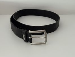 Klassischer Herrengürtel, Schwarz, Echtleder