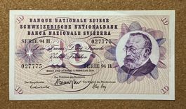 10‑Franken‑Banknote 1974 – Serie 94 H – sehr guter Zustand