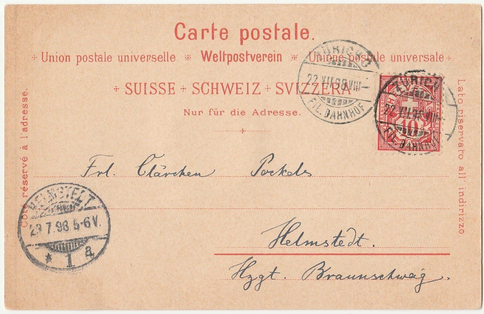 Cartoline postali: Zürich - (1898) / Top Litho – Usato da Fällanden venduto da Blausegelfliege 1