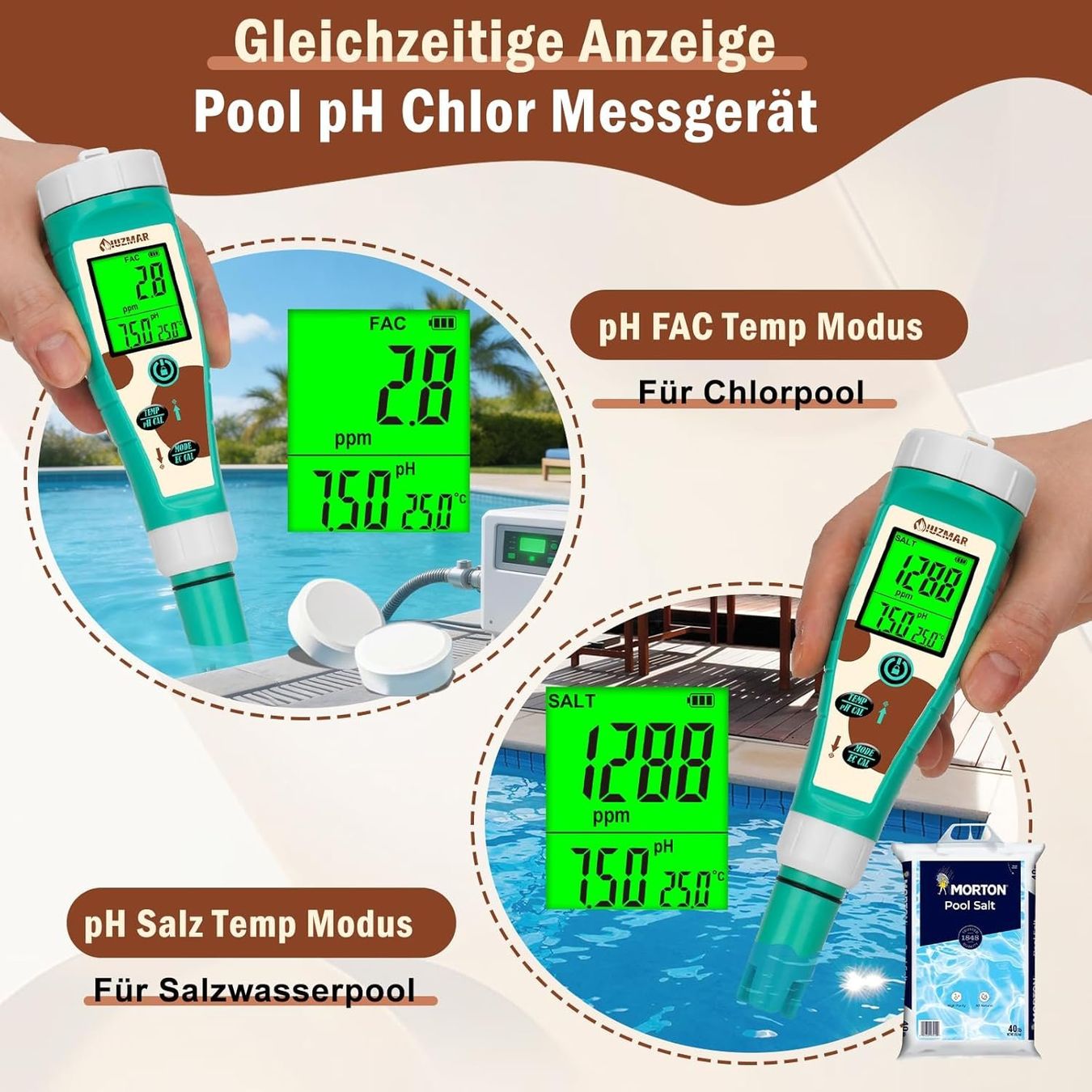 Misurare: 8-in-1 Wassertester pH Chlor Salz ORP TDS Pool Hydrokultur – Nuovo e nell'imballaggio originale da Hallau venduto da Sale50OFF 2