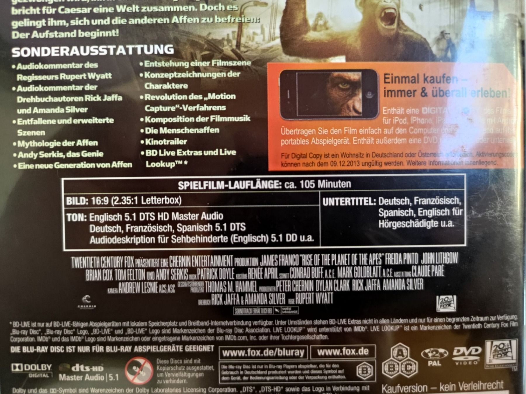 Alle DVDs: Planet der Affen Prevolution – Gebraucht aus Liestal von Kratzilla 3