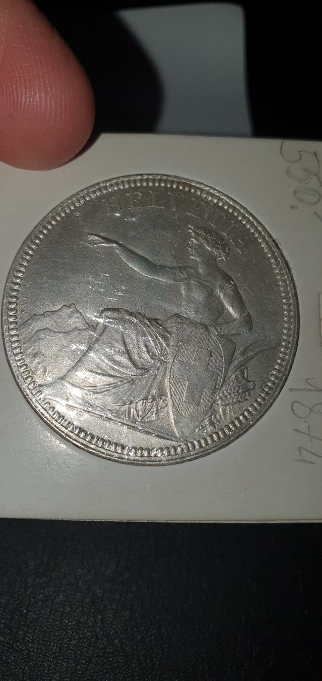 Tutti le monete: 5 Fr. 1874 Helvetia sitzend ss-vorz – Usato da Baden venduto da chris94 2