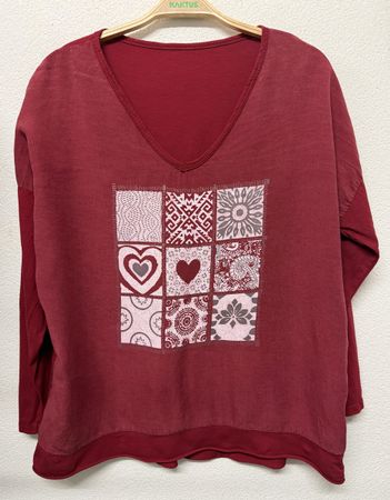 Pullover bordeaux mit Herz Muster, CL, wie Neu