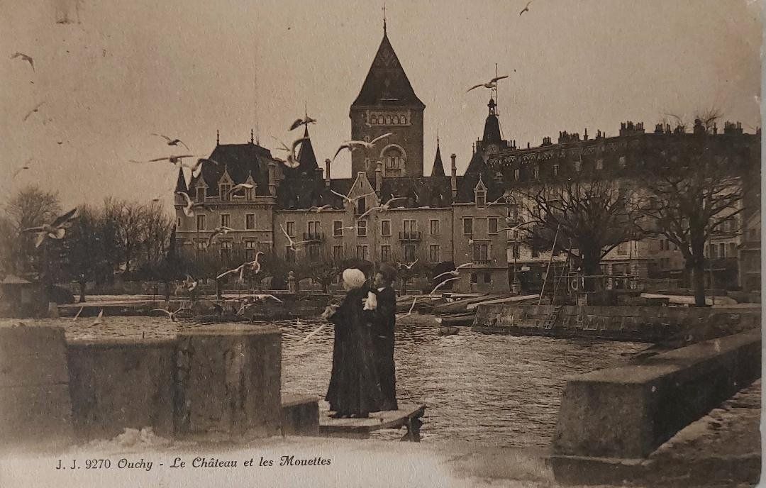 Cartoline postali: OUCHY - Le Château et les Mouettes - 1912 – Usato da Delémont venduto da Domdom1