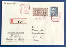 100 Jahre Postmarken R- Brief mit PJ 104 Rote Stempel