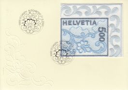 999A Stickereimarke FDC Marke mit Blockrand 21.6.2000