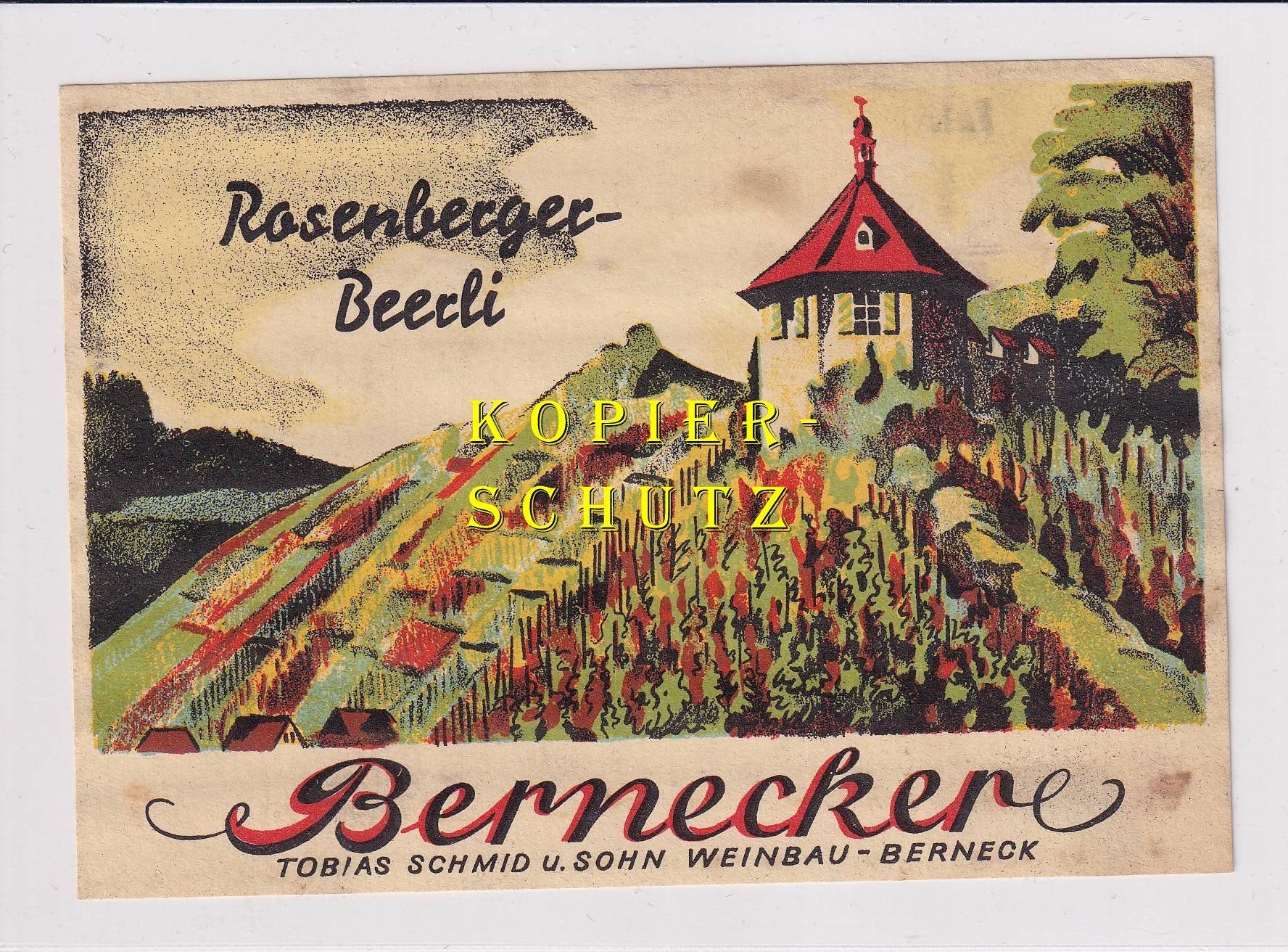 Papiere: Etikette - Bernecker "Rosenberger-Beerli" /bd – Gebraucht aus Hombrechtikon von Rudolf07