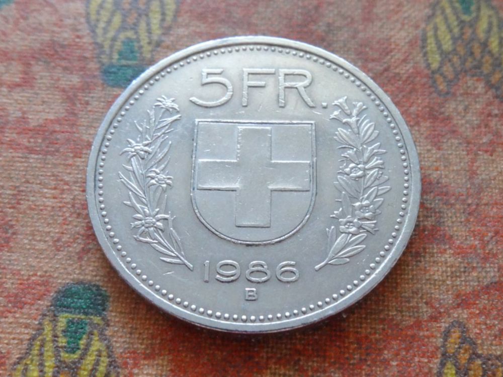 Tutti le monete: 5 Fr. 1986 – Usato da Romanel-sur-Lausanne venduto da Swift13