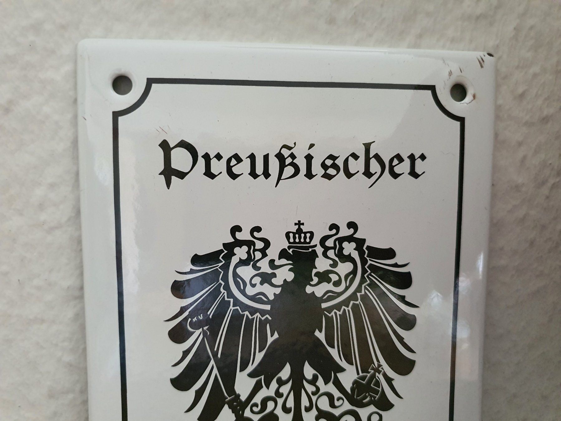 Schilder: Emailschild Preussischer Amtsvorsteher Emaille Schild Retro – Neu (gemäss Beschreibung) aus Schaffhausen von  1