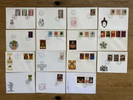 Liechtenstein - 15x  CHRISTENTUM, KIRCHE FDC‘s hohe Werte