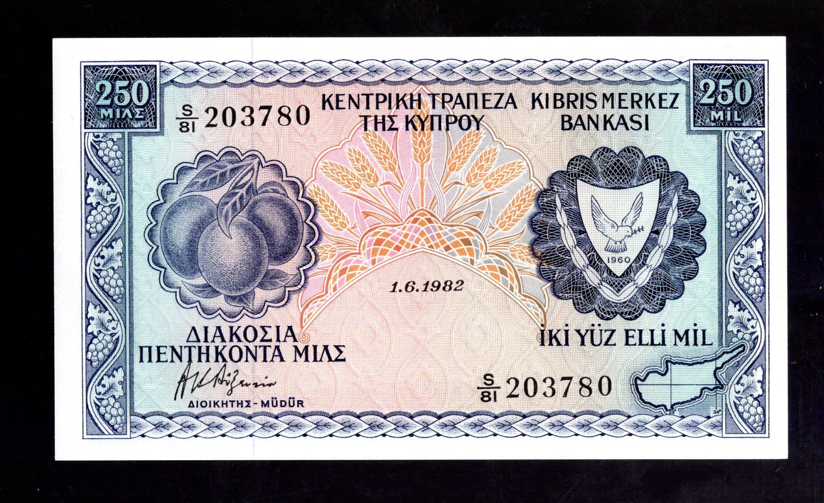 Banconote: Cyprus 250 mils 1982 UNC selten date – Nuovo (secondo la descrizione) da Leibstadt venduto da baroc333