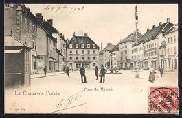 AK Chaux-de-Fonds, Place du March, 1899