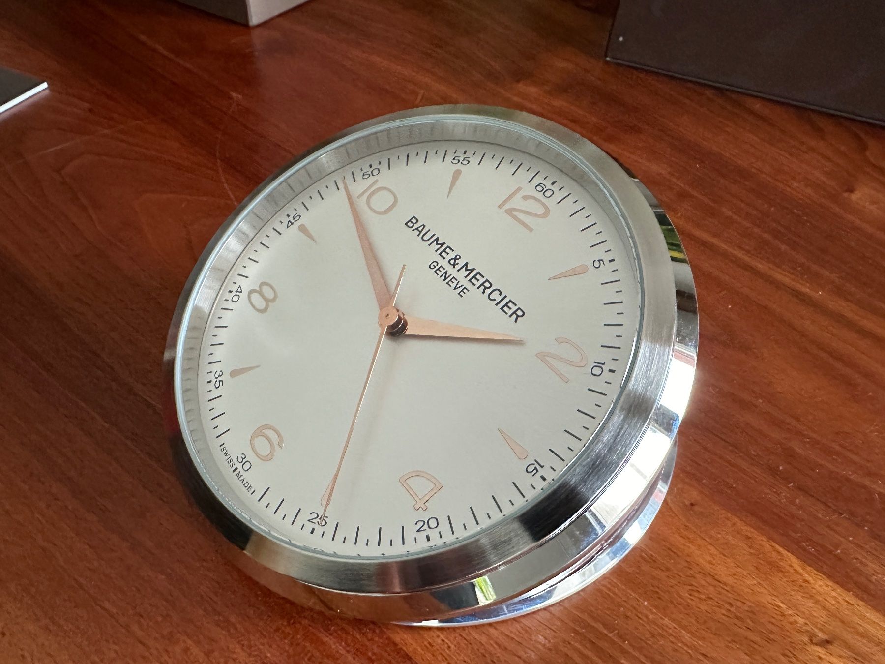 Baume & Mercier Orologi da terra & Orologi da parete: Baume & Mercier Tisch Uhr Edelstahl – Usato da Neunkirch venduto da neunkirch66 2