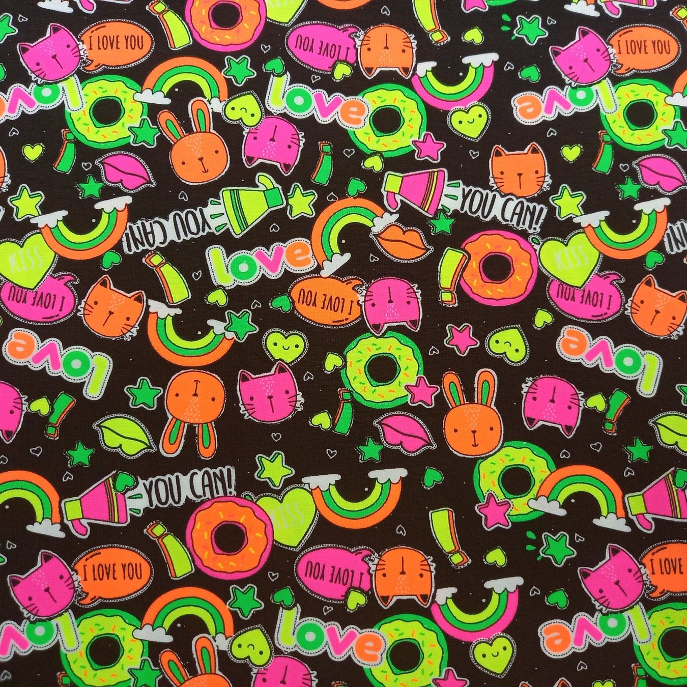 Tessuti: Jersey Neon-Zeichen schwarz – Nuovo e nell'imballaggio originale da Winterthur venduto da Kimbana