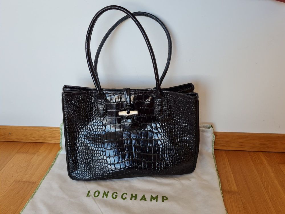 Sac longchamp outlet roseau croco noir