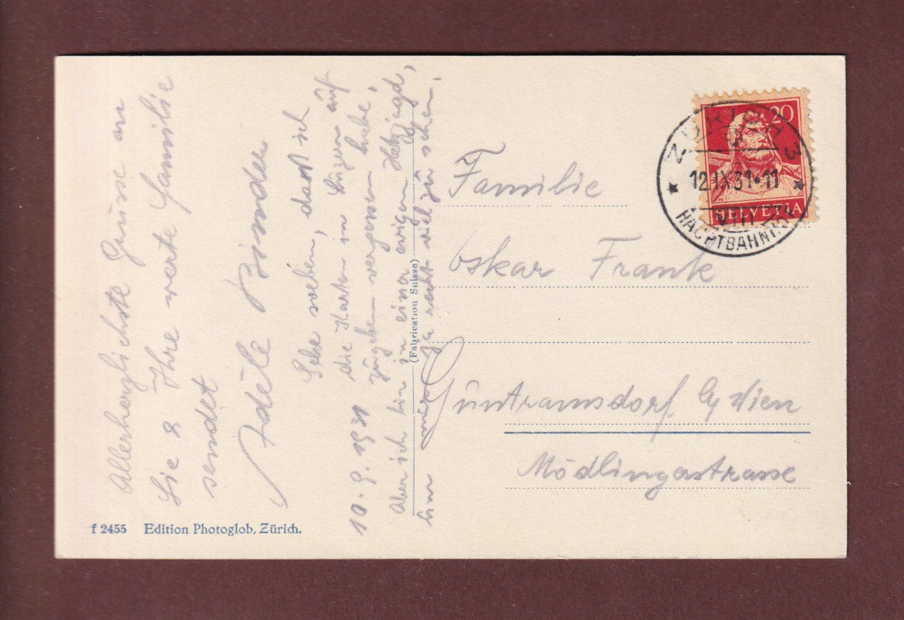 Cartoline postali: LUZERN - Schiff - Pilatus - 1931 – Usato da Pully venduto da nicecards-shop 1