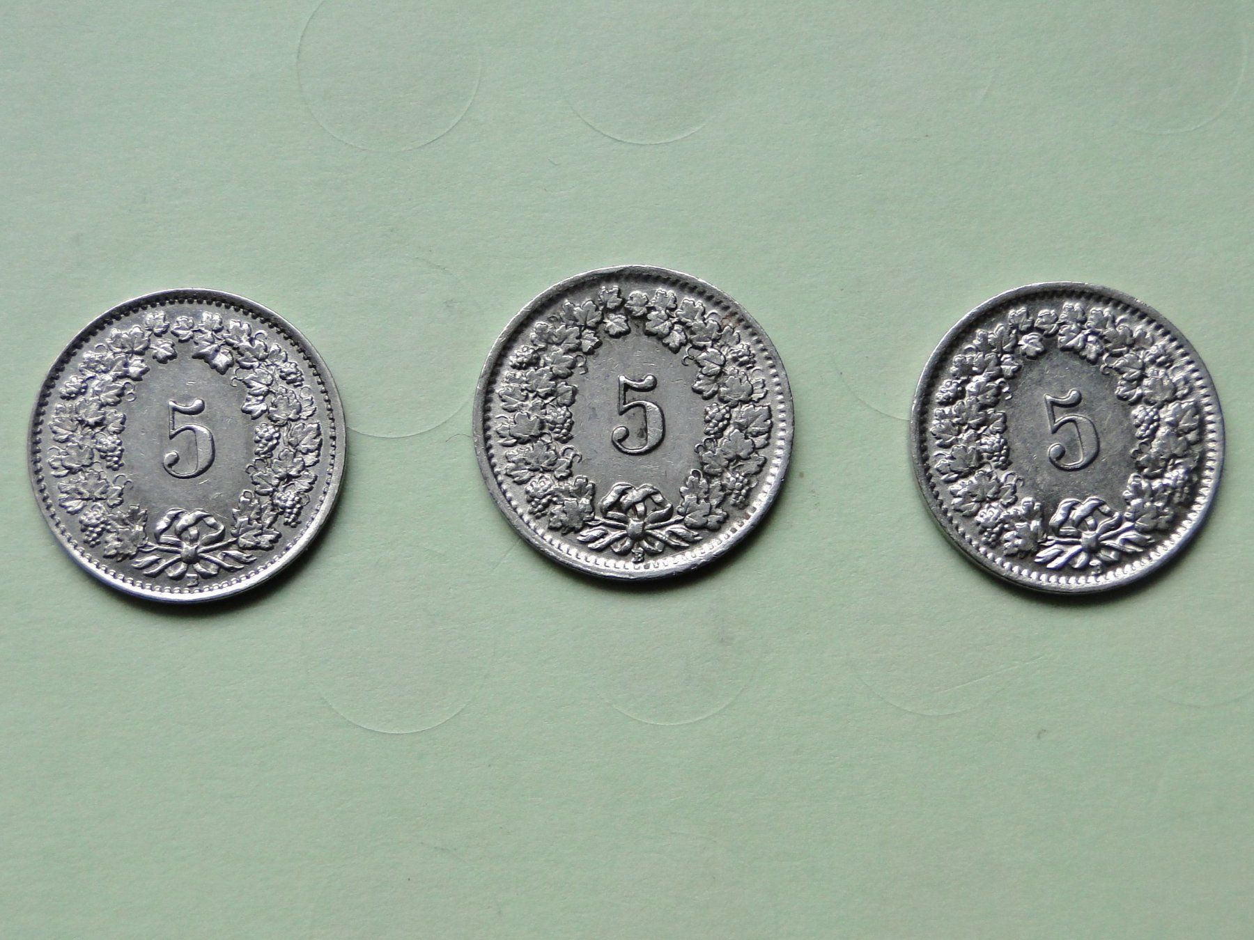 Tutti le monete: 3x 5 Rappen  1934, 1938, 1939 – Usato da Killwangen venduto da cyrano56 1