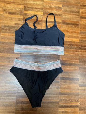 Bikini schwarz mit buntem Bund xl, neu