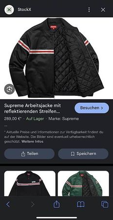 Supreme Reflective Stripe Work Jacket Black