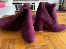 Magnifiques bottes bordeaux effets daim neuves