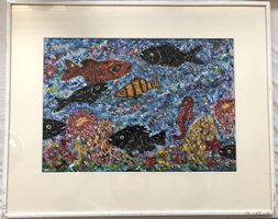 Stoll (1989) - Pastoses Ölgemälde - Farbenfrohe Fischwelt