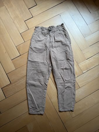 ZARA - Feincord Paperbag Hose hellbraun 38