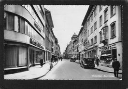 Winterthur ZH , Marktgasse , Oldtimer , belebt, gel. 1942