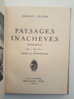 Paysages inachevés - Ernst Gloor dédicacé!