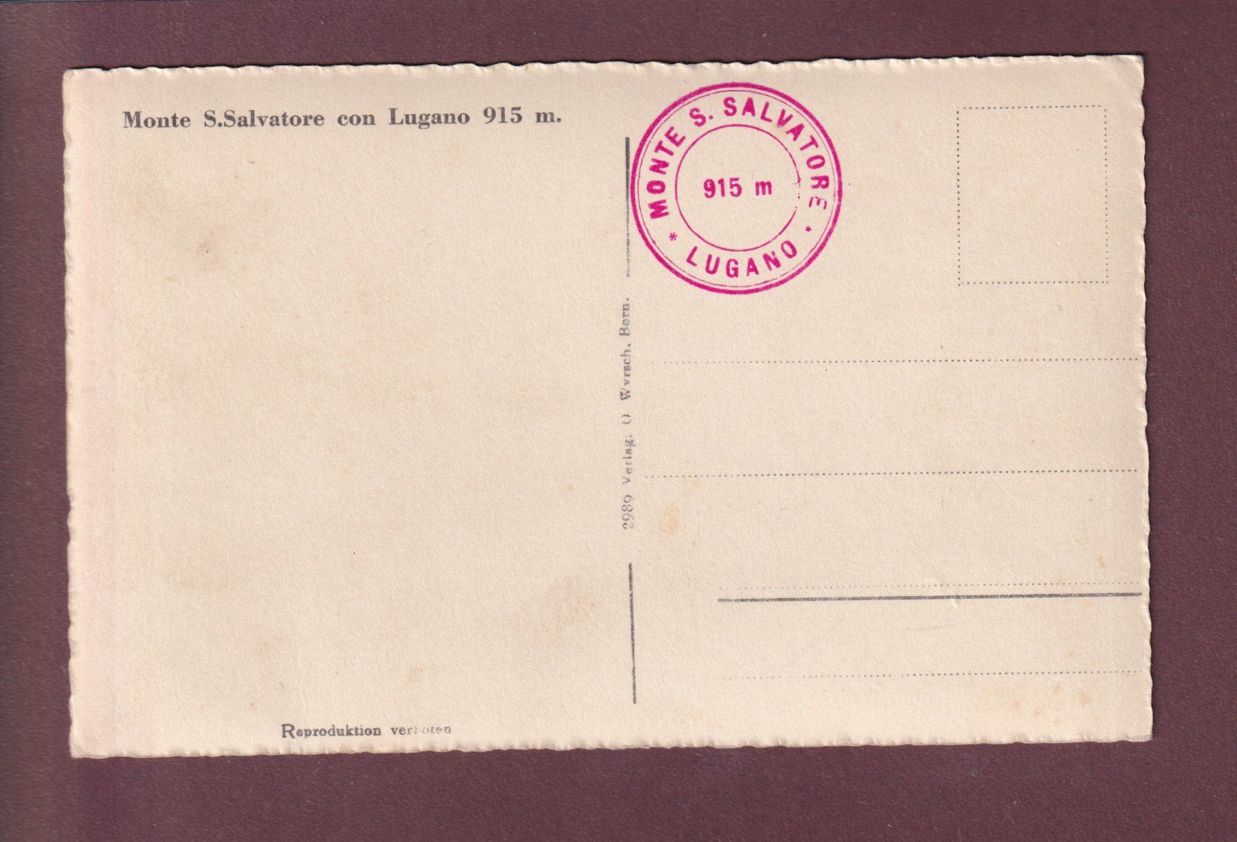 Cartoline postali: MONTE SAN SALVATORE con Lugano – Usato da Pully venduto da nicecards 1