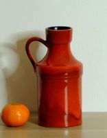 Vase à anse vintage en céramique rouge, années 1960-70