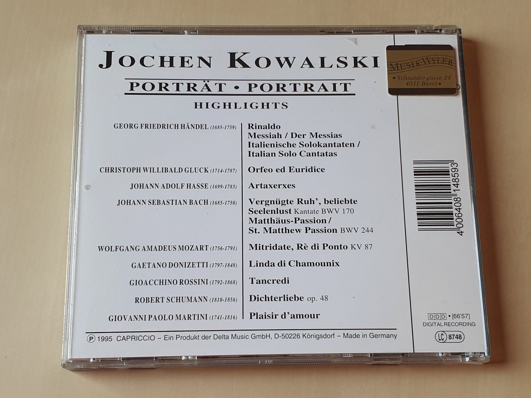 CD: Jochen Kowalski Porträt Portrait – Usato da Stansstad venduto da collectorsshop 1