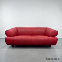 De Sede DS-91 Sofa, Vintage-Leder, Lippenstiftrot