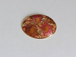 Broche vintage ovale fleurs • Émaux & Doré