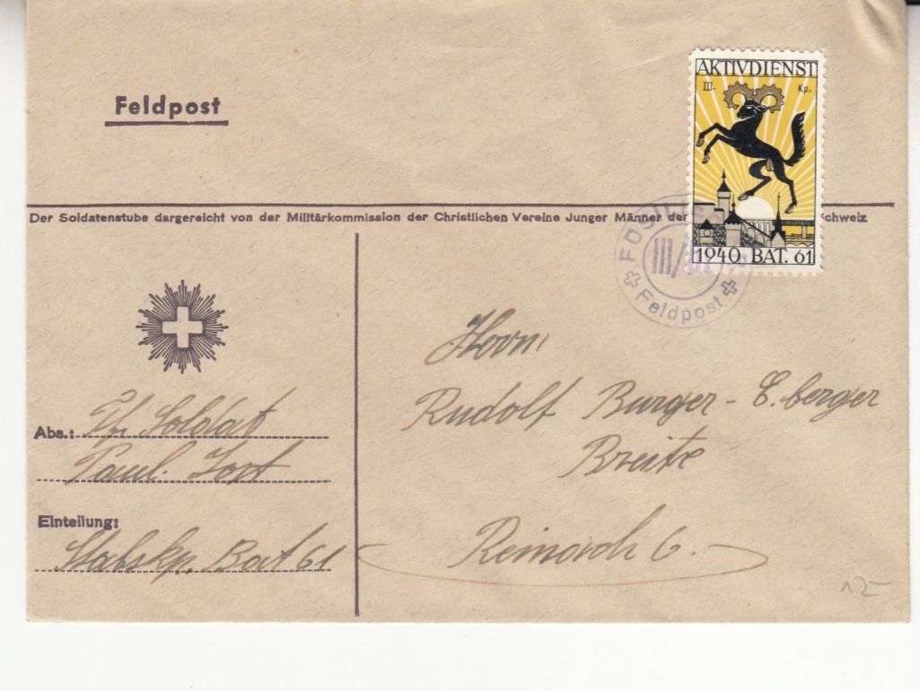 Tutti i francobolli: Infanterie Wi 401 auf Brief – Usato da Bürglen TG venduto da StampGraf