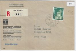 9100 Herisau Einschreiben 9.1.74 nach