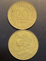 France, RARE 20 cts 1971 Bronze 