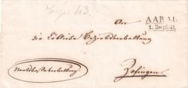 Vorphilatelie Aarau 1. Decmb. 41 nach Zofingen