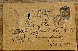 FRANCE entier postal AIX-LES-BAINS - CHAMPERY, 1892