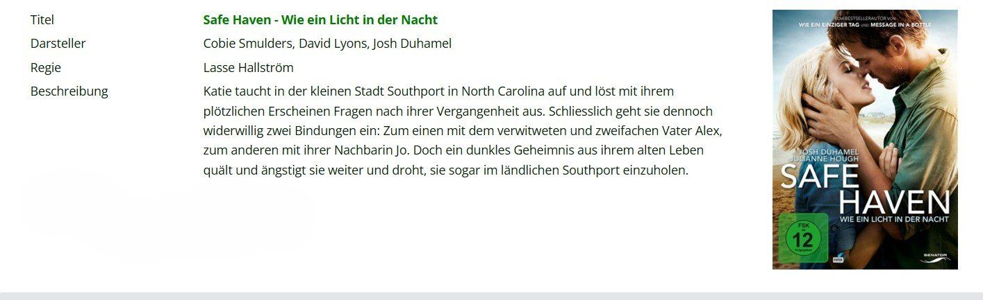 Alle DVDs: Wie ein Licht in der Nacht/Safe Haven – Gebraucht aus Dietikon von Ruempfli 1