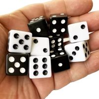 5x2 plastic d6 Würfel Weiss und Schwarz