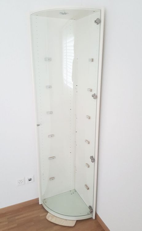 Eckvitrine 62×35×160 Cm - Mit LED-Beleuchtung - 2 Glastüren - Natur