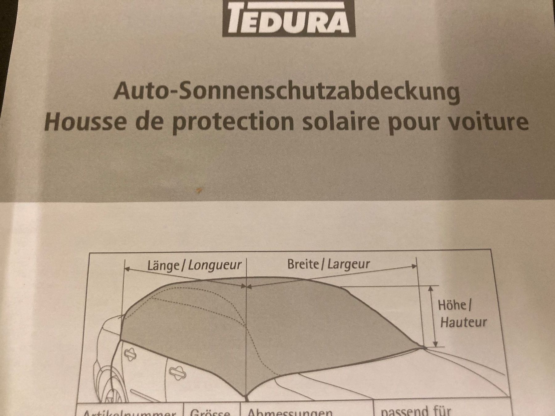 Coperture: Auto Sonnenschutzabdeckung Tedura, M – Nuovo e nell'imballaggio originale da Neuenhof venduto da jorogo 1