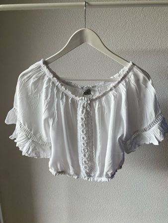 Zebra Boho Crop Top Weiss Off-Shoulder M 🤍