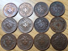 Lot 1 Rappen 1913/41 - Lot 12 Stück!
