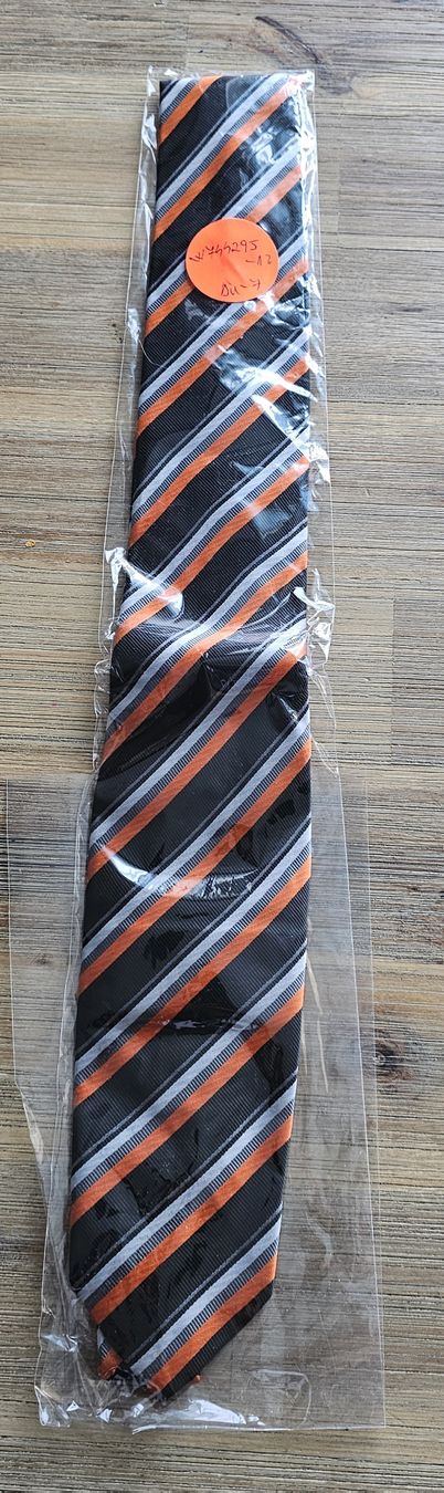 Krawatten: Krawatte gestreift schwarz orange neu OVP – Neu und originalverpackt aus Basel von Allerlei-Basel