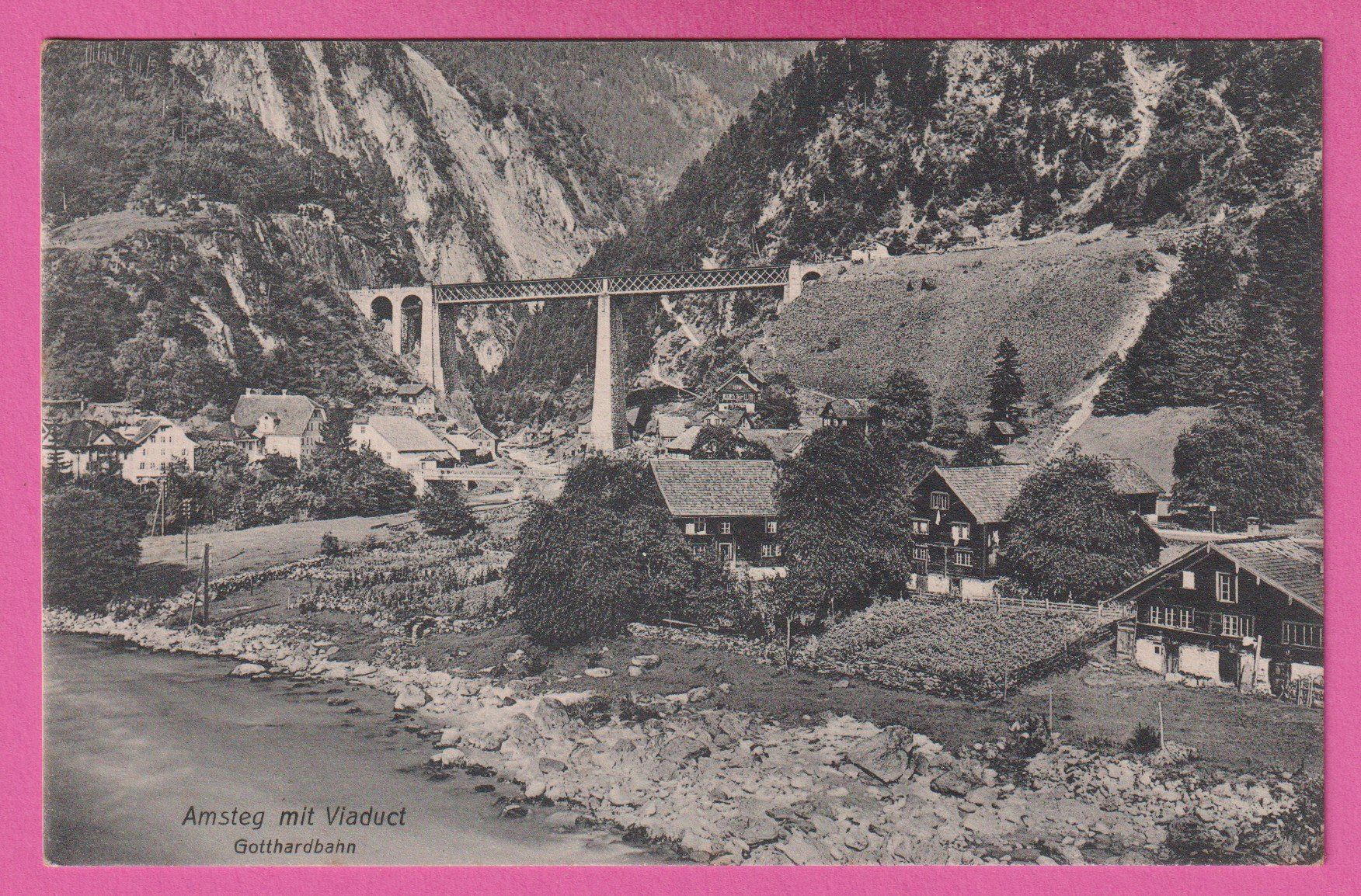 Cartoline postali: Amsteg mit Viaduct Gotthardbahn – Usato da Einsiedeln venduto da dillie