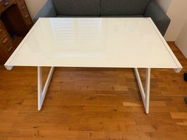 Tisch Glas weiss Metallgestell abnehmbare Platte gebraucht