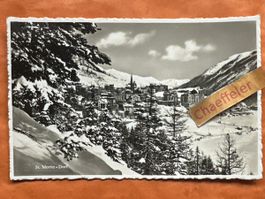 Originale alte Ansichtskarte von St. Moritz-Dorf 1949