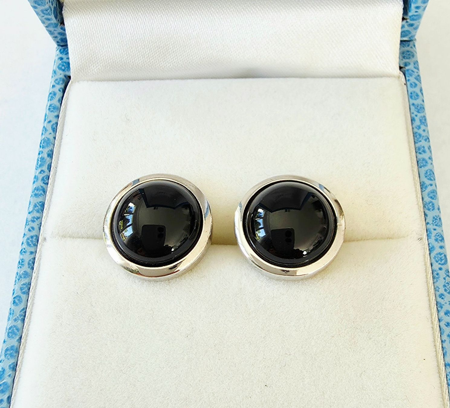 Orecchini pendenti & Orecchini a lobo: Silber 925 Ohrringe mit Cabochon Onyx - Neu – Nuovo e nell'imballaggio originale da Uetikon am See venduto da Coralreef 1