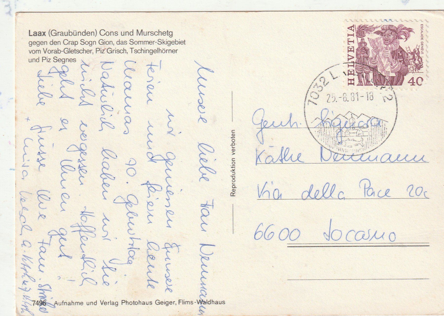 Cartoline postali: Laax - Murschetg – Usato da Lumbrein venduto da made02 1
